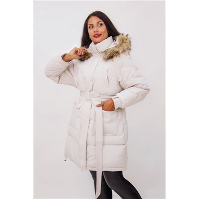 Зимняя куртка на поясе с натуральным мехом арт. 23226