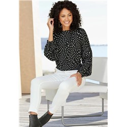 Women's dot print long sleeve blouse