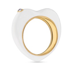 Кольцо Сердцебиение (эмаль белая; покрытие золото), Есть комплект