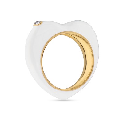 Кольцо Сердцебиение (эмаль белая; покрытие золото), Есть комплект