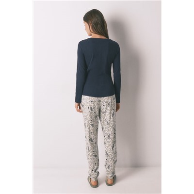 Pantalón largo algodón estampado Paisley