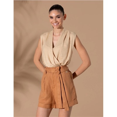 Bej Regular Fit Kolsuz Bluz