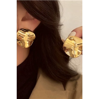 Серьги с эффектом мятого металла Круг  + Подарок