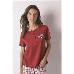 Pijama largo algodón Mickey rojo
