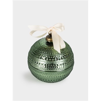 Емкость для хранения, 13х11 см, 180 мл, стекло Р/металл, зеленая, Шар, Сhristmas time