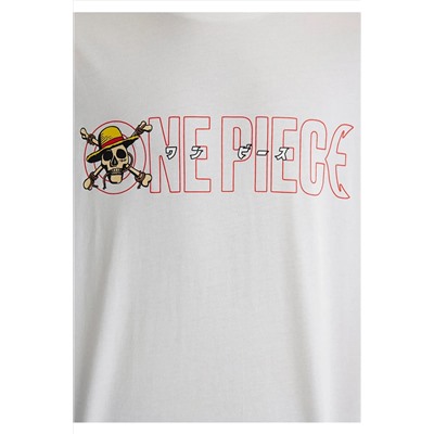 Mavi One Piece Baskılı Ekru Tişört Boxy Fit 0612663-70057