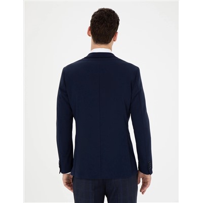 Lacivert Esnek Fit Blazer Ceket