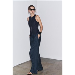 ZW COLLECTION DENIM ZIP-UP TOP