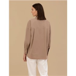 Camel Oversize Uzun Kollu Gömlek