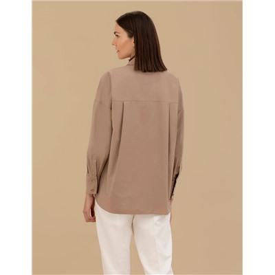 Camel Oversize Uzun Kollu Gömlek
