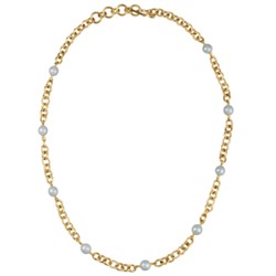Колье Симбиоз (Майорка голубая 12мм; покрытие золото) 77-90см, Есть комплект