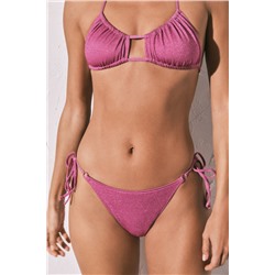Braga bikini tanga tira rosa brillo