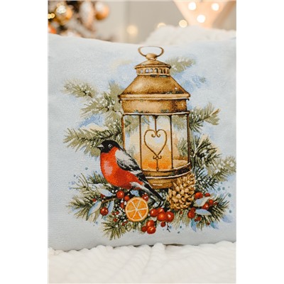 Наволочка 45х45 Снегирь с фонарем