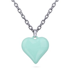 Кулон Сердцебиение (2, 5см, эмаль морская свежесть; покрытие родий) 95см, Есть комплект