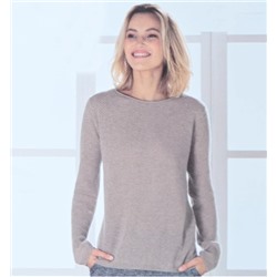 Легкий мягкий кашемировый свитер с завитками и круглым вырезом