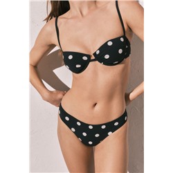 Braga bikini clásica estampado lunares negro