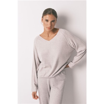 Pijama largo canalé perchado gris