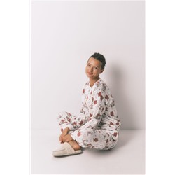 Pijama largo canalé suave blanco Snoopy