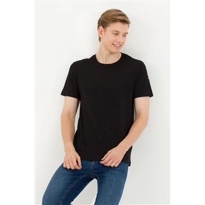 Erkek Siyah Basic Bisiklet Yaka Tişört