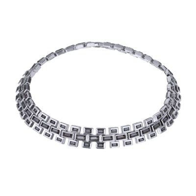 Колье Богемия (кристаллы SW темно-серые; покрытие родий) 38-41см, Есть комплект