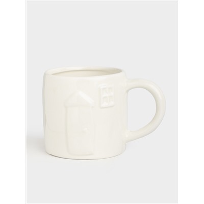 Кружка, 400 мл, с крышкой, керамика D, молочно-золотистая, Дом, Townlet