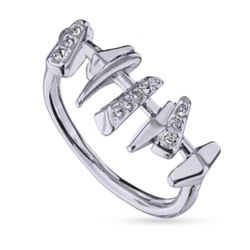 Кольцо Ажур (кристаллы SW белые; покрытие родий), Есть комплект