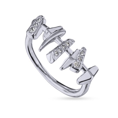 Кольцо Ажур (кристаллы SW белые; покрытие родий), Есть комплект