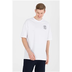 Erkek Beyaz Long Fit Bisiklet Yaka Tişört