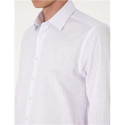 Lacivert Slim Fit Çizgili Uzun Kollu Gömlek