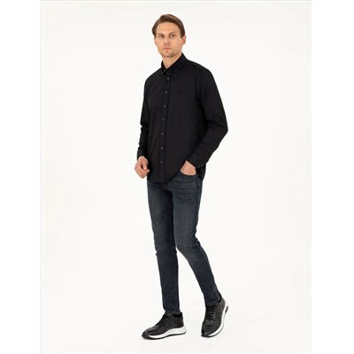 Siyah Regular Fit Uzun Kollu Gömlek