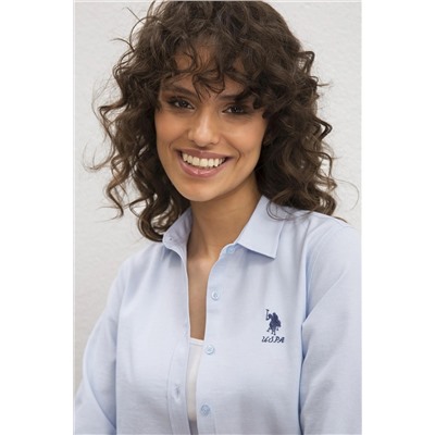 Kadın Açık Mavi Uzun Kollu Basic Gömlek