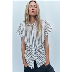 KNOTTED STRIPED LINEN SHIRT