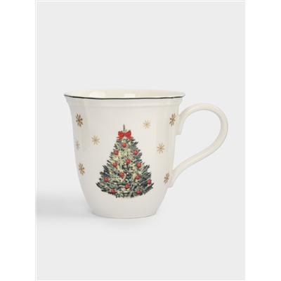 Кружка, 380 мл, фарфор N, белая, Лошадка и елка, Miracle