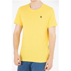 Erkek Koyu Sarı Basic Bisiklet Yaka Tişört