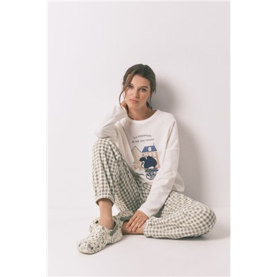 Pijama largo polar Mafalda cuadros vichy