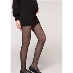 Schwangerschafts-Strumpfhose mit Punktemuster