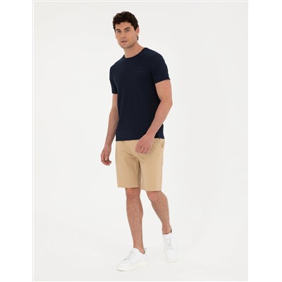 Camel Slim Fit Dokuma Şort