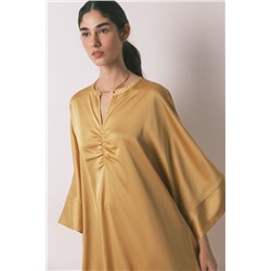 Vestido caftán satén mostaza