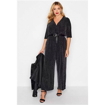 Женский нарядный блестящий комбинезон Plus Size