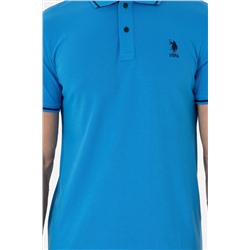 Erkek Slim Fit Polo Yaka Saks Basic Tişört