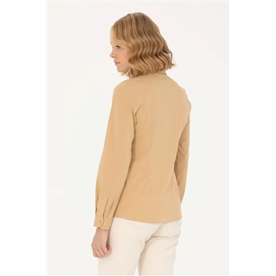 Kadın Camel Uzun Kollu Basic Gömlek