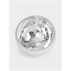 Конфетница, 15х12 см, стекло, серебристая, Кракелюр, Craquelure