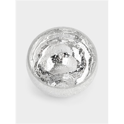 Конфетница, 15х12 см, стекло, серебристая, Кракелюр, Craquelure