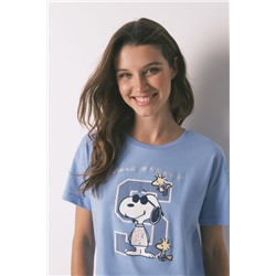 Pijama corto algodón Snoopy azul