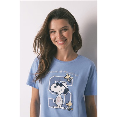 Pijama corto algodón Snoopy azul