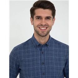 Lacivert Regular Fit Uzun Kollu Gömlek