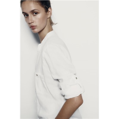 CAMISA MANGA REMANGADA CON LINO