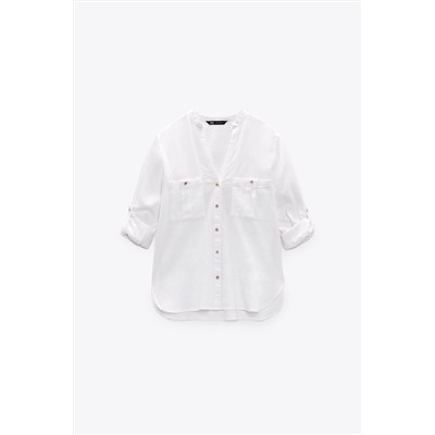 CAMISA MANGA REMANGADA CON LINO