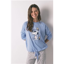 Pijama largo algodón Snoopy azul