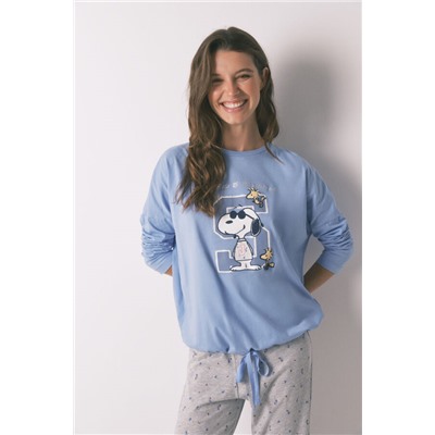 Pijama largo algodón Snoopy azul
